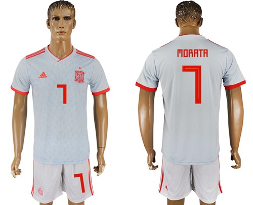 Spain #7 Morata Away Soccer Country Jersey - Click Image to Close